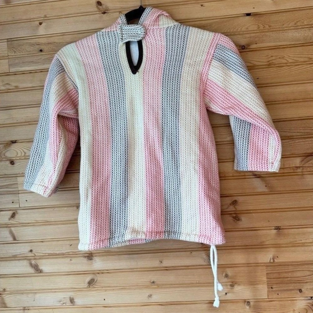 VTG 70s Halloween Costume Hoodie Large Knit Vertical Stripes Brown Orange E-Z